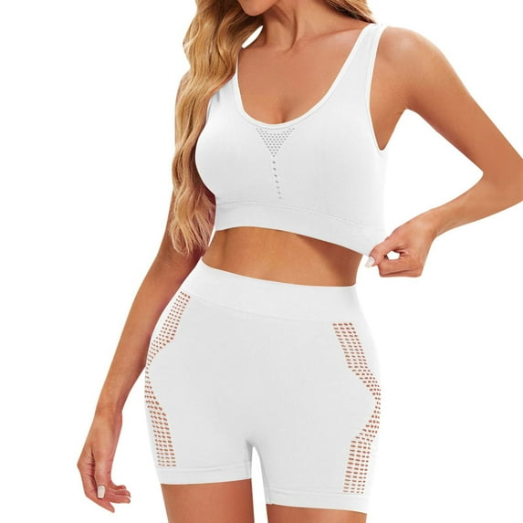 Miqool Women's 2 Piece Underwear Set Seamless Wireless Sports Bras and High Waisted Biker Shorts Workout Sets Yoga Gym Outfits