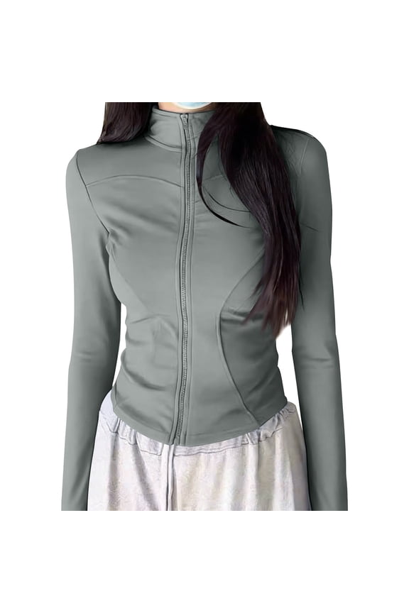 Women's Athletic Running Yoga Jacket UPF 50+ Sun Protection Zip Up Cropped Jackets Slim Fit Long Sleeve Workout Cooling Shirts