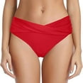 thumbnail image 1 of Miqool Women's Bikini Bottom Cross V Cut Twist Front Cheeky Swimsuit Full Coverage Ruched Bathing Suit Bottoms Tummy Control Swim Bottoms Swim Briefs Swimwear, 1 of 2