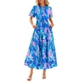 thumbnail image 1 of Miqool Women's Bohemian Floral Maxi Dresses Summer Casual Short Sleeve Button Down Belted Flowy Long Dress Beach Vacation Sundress with Pockets, 1 of 6