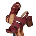 thumbnail image 1 of Miqool Women's Boho Cut-Out Slingback Stacked Heel Footwear, Open Toe Summer Vacation Sandals for Women, 1 of 9