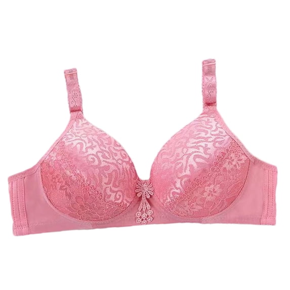 Miqool Women's Double Support Lace Bralettes Comfort Wireless Bras No Underwire V Neck Full-Coverage Everyday Bras Lightly Lined Minimizer Bra