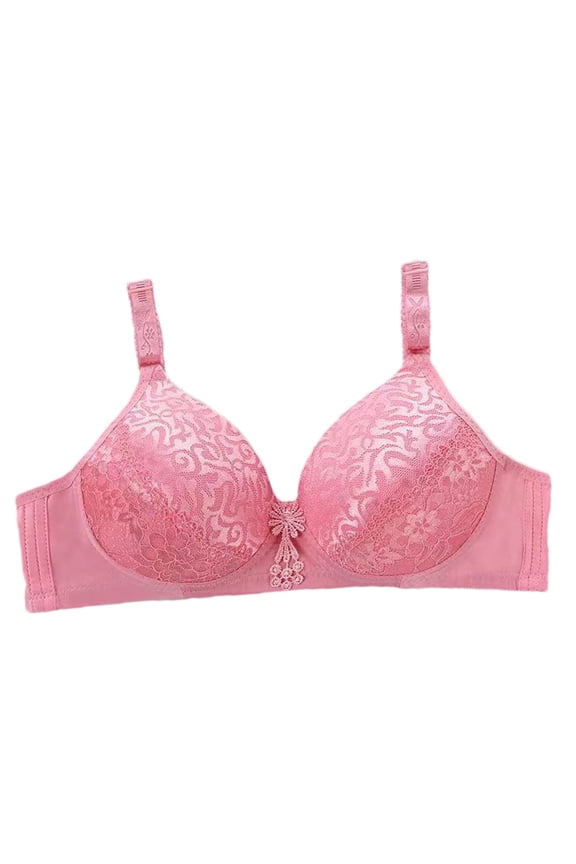 Women's Double Support Lace Bralettes Comfort Wireless Bras No Underwire V Neck Full-Coverage Everyday Bras Lightly Lined Minimizer Bra