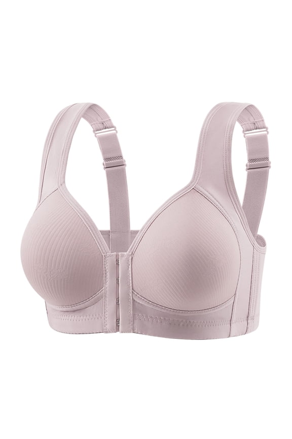 Women's Front Closure Post Surgery Compression Bra Comfort and Double Support Wirefree Bra Full Coverage Everyday Bra with Adjustable Straps