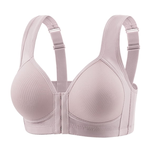 Miqool Women's Front Closure Post Surgery Compression Bra Comfort and Double Support Wirefree Bra Full Coverage Everyday Bra with Adjustable Straps