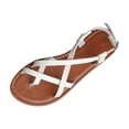 thumbnail image 1 of Miqool Women's Gladiator Flat Sandals Criss Cross Ankle Strap Design Non-slip Sole Open Toe Summer Beach Toe Ring Thong Sandals, 1 of 8