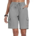 thumbnail image 1 of Miqool Women's Hiking Cargo Shorts with Multi Pockets, Casual Elastic High Waisted Knee Length Shorts Lightweight Quick Dry Stretch Bermuda Shorts, 1 of 8