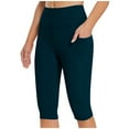 thumbnail image 1 of Miqool Women's Long Biker Shorts High Waisted Tummy Control Knee Length Leggings Bermuda Yoga Shorts Capris with Pockets for Workout Athletic Running, 1 of 8