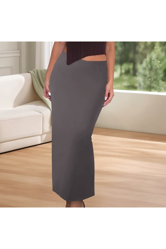 Women's Long Maxi Skirt Fall Basic Stretch Bodycon High Waist Casual Long Pencil Skirts