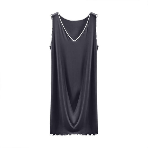 Miqool Women's Modal Nightgowns V Neck Sleeveless Tank Sleepwear Soft Sleep Shirts Nightshirt Comfy Pajama Dress Nightwear, M-2XL