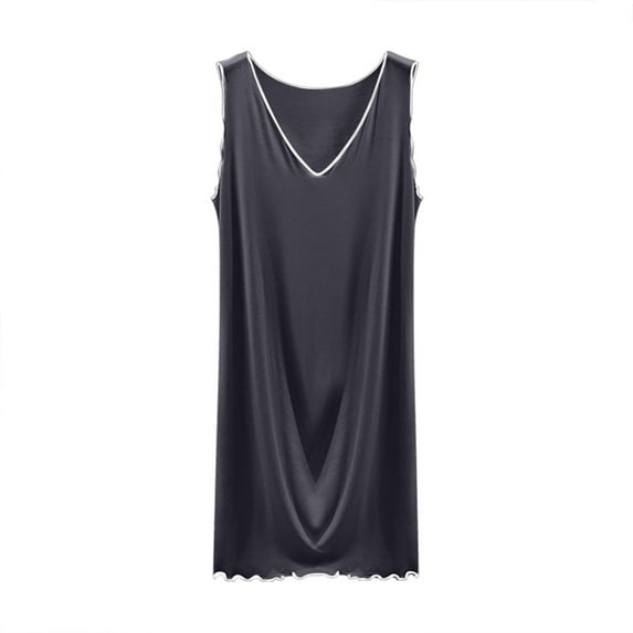 Miqool Women's Modal Nightgowns V Neck Sleeveless Tank Sleepwear Soft Sleep Shirts Nightshirt Comfy Pajama Dress Nightwear, M-2XL