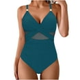 thumbnail image 1 of Miqool Women's One Piece Swimsuits Mesh Sheer V Neck Tummy Control Bathing Suit Criss Cross Ruched Slimming Swimwear, 1 of 5