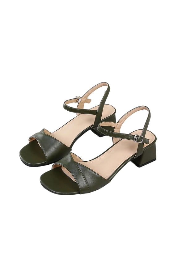 Women's Open Toe Ankle Strap Glitter Low Block Chunky Heels Sandals Party Dress Pumps Shoes