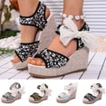 thumbnail image 1 of Miqool Women's Platform Wedge Heel Summer Casual Chic Peep Toe Open Toe Sequin Bowknot Thick Sole Fish Mouth Dress Shoes, 1 of 9
