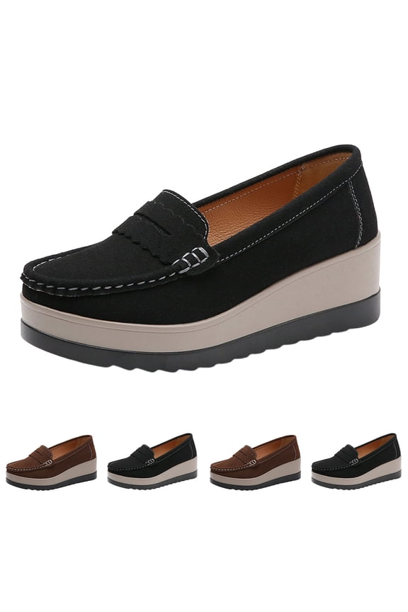 Women's Platform Wedges Shoes Comfortable Closed Toe Slip On Loafers Comfortable Dressy Pumps Shoes with Arch Support for Wedding Work Office Party