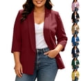 thumbnail image 1 of Miqool Women's Plus Size Blazer Casual 3/4 Sleeve Shawl Collar Open-Front Suit Jacket Solid Lightweight Work Office Blazer, 1 of 9