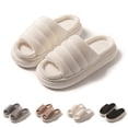 thumbnail image 1 of Miqool Women's Plush Open Toe House Slippers Puffy Thick Sole Cozy House Slides Soft Footbed Slip On Fuzzy Slipper, 1 of 6