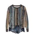 thumbnail image 1 of Miqool Women's Printed Cardigan Button Long Sleeve Round Neck Hoodless Lightweight Loose Fit Top Outwear, 1 of 4