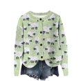 thumbnail image 1 of Miqool Women's Printed Cardigan Button Long Sleeve Round Neck Hoodless Lightweight Loose Fit Top Outwear, 1 of 4
