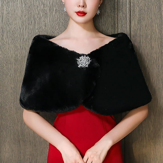 Miqool Women's Retro Shawl Bridal Wedding Wraps and Shrug Faux Mink Stole for Women and Girls