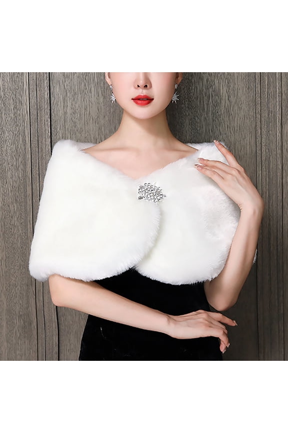 Women's Retro Shawl Bridal Wedding Wraps and Shrug Faux Mink Stole for Women and Girls