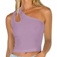 thumbnail image 1 of Miqool Women's Sexy One Shoulder Sleeveless Tank Tops Seamless Stretchy Ribbed Knit Athletic Sports Fitness Casual Basic Crop Tops Workout Yoga Tees Going Out Tops, 1 of 6