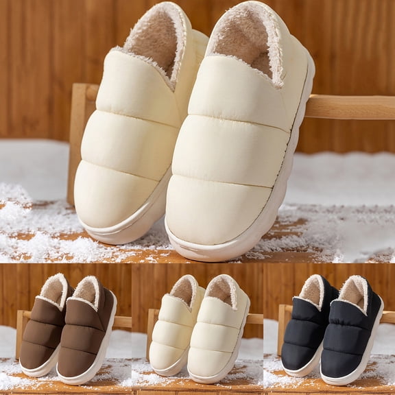 Miqool Women's Slippers Boots Puffy Fuzzy House Shoes Closed Toe Soft Soled Warm Comfortable Cute Indoor Outdoor House Slipper