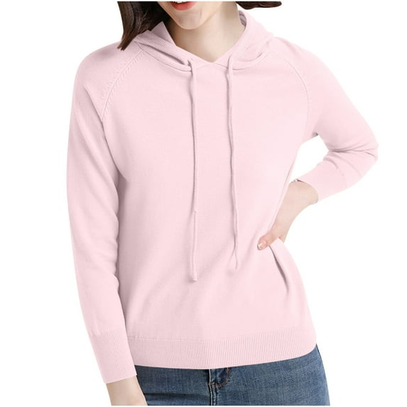 Miqool Women's Soft Hooded Pullover Sweaters Fall Winter Drawstring Long Sleeve Knit Hoodies Sweatshirt Casual Loose Lightweight Hooded Oversized Sweater