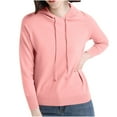 thumbnail image 1 of Miqool Women's Soft Hooded Pullover Sweaters Fall Winter Drawstring Long Sleeve Knit Hoodies Sweatshirt Casual Loose Lightweight Hooded Oversized Sweater, 1 of 9