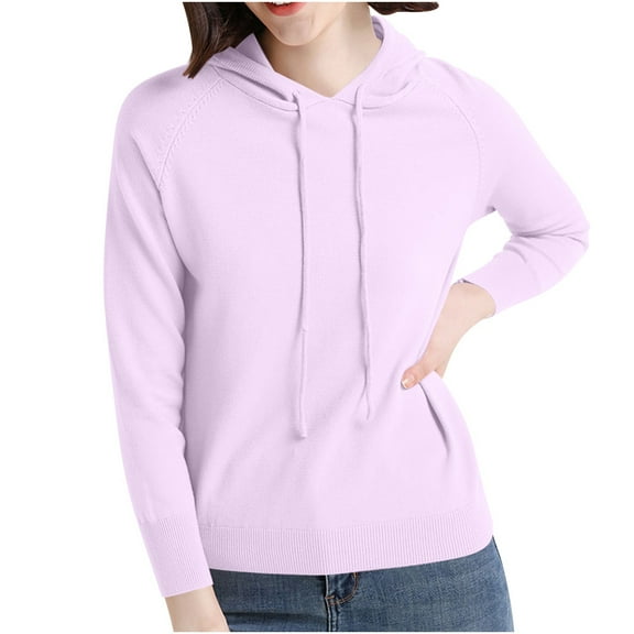 Miqool Women's Soft Hooded Pullover Sweaters Fall Winter Drawstring Long Sleeve Knit Hoodies Sweatshirt Casual Loose Lightweight Hooded Oversized Sweater