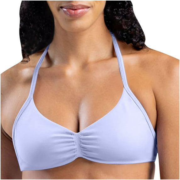 Miqool Women's Strappy Halter Bra Crop Tops Open Back Cutout Padded Bralettes Low Impact V Neck Workout Gym Yoga Sports Bras