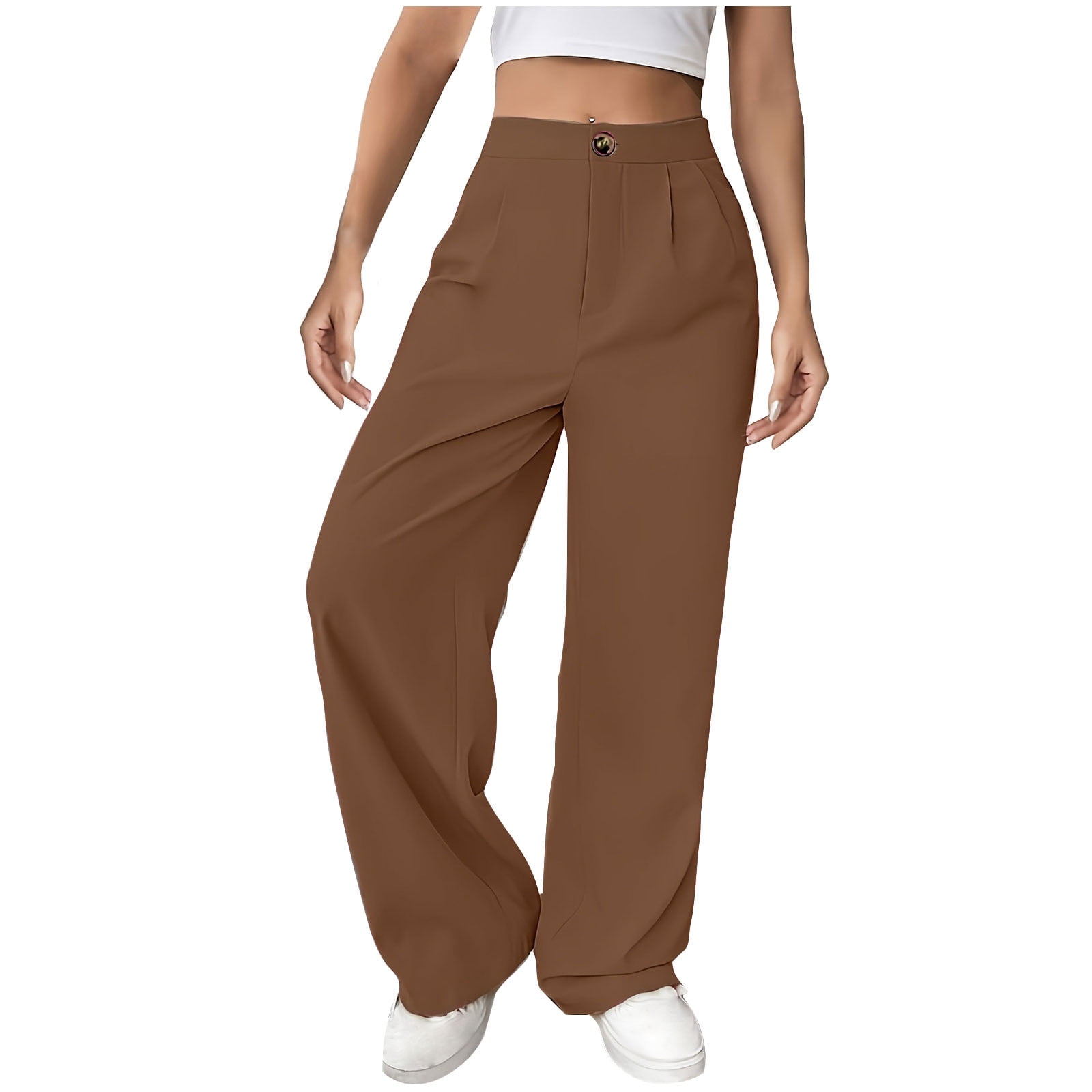 comfy dress pants Mohiass Wide Leg Dress Pants for Women Business Casual Elastic Waist Comfy Work Pants Baggy Lounge Pants Trousers with Pocket Black M, Women's, Size: