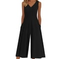 thumbnail image 1 of Miqool Women's Summer Jumpsuits Dressy Casual Sleeveless V Neck Wide Leg Long Pants Romper Vacation Beach One Piece Outfits with Pockets, 1 of 5