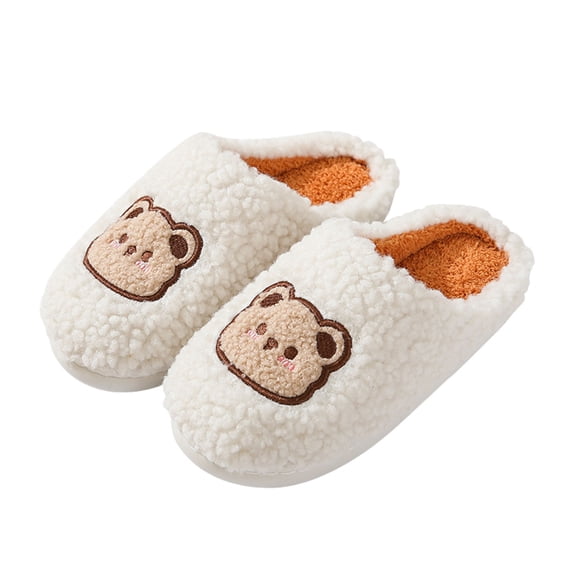 Miqool Women's Teddy Fleece Bear Slippers Warm Plush House Shoes Thick Sole Cozy Indoor Outdoor Fall Winter Footwear