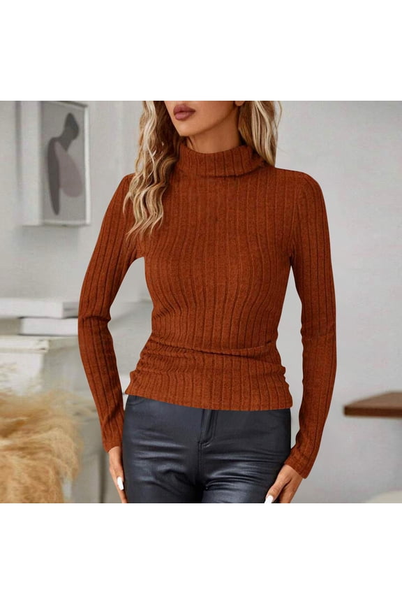 Women's Turtleneck Long Sleeve Shirts Thermal Underwear Tops Basic Slim Fit Fall Fashion Lightweight Top