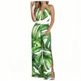 thumbnail image 1 of Miqool Women's V Neck Halter Backless Hawaiian Jumpsuits Sleeveless Elastic High Waist Wide Leg Rompers Overalls with High Split Beach Vacation Outfit, 1 of 6