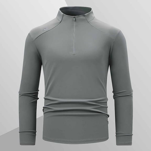 Miqool Men Long Sleeves Half Zip Bike Shirts with Zipper Pocket Biking Bicycle Quick Dry Bike Shirts