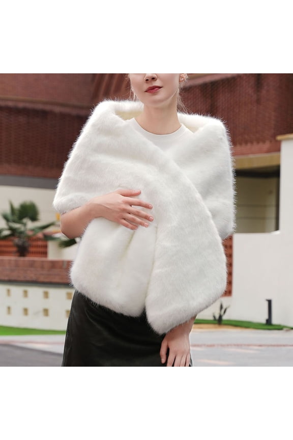 Women's Winter Wraps Coat Wedding Bride Cloak Cape Shawl for Evening Party