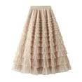 thumbnail image 1 of Miqool Womens A-Line Skirt Mesh Layered Hem Multilayer Tiered Puffy Ruffles Tulle Midi Skirt, 1 of 7