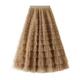 thumbnail image 1 of Miqool Womens A-Line Skirt Mesh Layered Hem Multilayer Tiered Puffy Ruffles Tulle Midi Skirt, 1 of 7