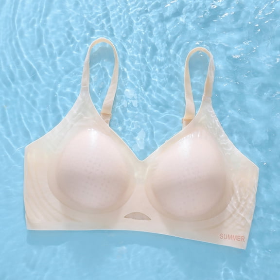 Miqool Womens Bra No Underwire Seamless Wireless Bra with Soft Support V Neck Mesh Bras Lace Bralette Sleepwear Everyday Bra