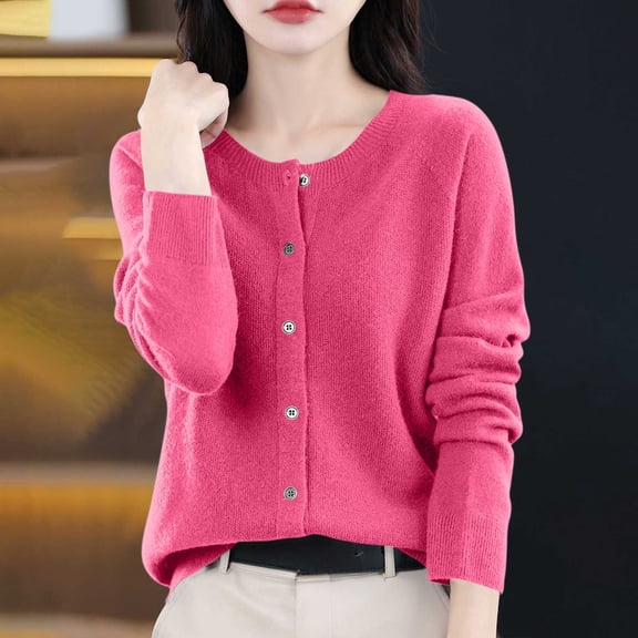 Miqool Womens Cardigan Sweaters Knit Sweater Fall Winter Casual Open Front Button Down Coats with Pockets