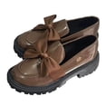 thumbnail image 1 of Miqool Womens Chunky Heel Loafers Round Toe Slip On Bow Detail Platform Shoes Comfortable Casual Office Work Walking Shoes, 1 of 3