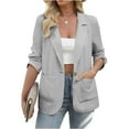 thumbnail image 1 of Miqool Womens Linen Blazer Casual Long Sleeve Lightweight One Button Jackets Spring Summer Suit, 1 of 9