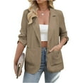 thumbnail image 1 of Miqool Womens Linen Blazer Casual Long Sleeve Lightweight One Button Jackets Spring Summer Suit, 1 of 9