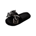 thumbnail image 1 of Miqool Womens Memory Foam Slippers with Bow Fuzzy Non-Slip House Shoes Cozy Soft Open Toe Indoor Outdoor Slides, 1 of 4