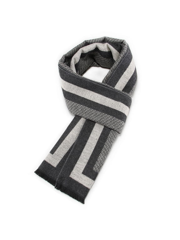 Womens Mens Striped Scarves Winter Warm Fringed Knitted Neck Scarf Casual Soft Wraps for Work Business