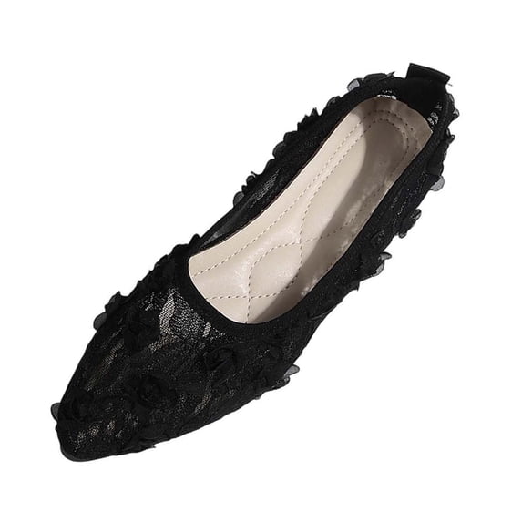 Miqool Womens Lace Shoes Slip On Closed Toe Soft Sole Breathable Flat Shoes Comfortable Office Work Walking Shoes