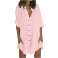 thumbnail image 1 of Miqool Womens Oversized Button Down Shirts Long/Roll Up Sleeve Loose Fit Collared Boyfriend Dress Shirts Casual Business Office Work Blouses, 1 of 5