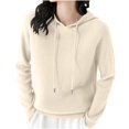 thumbnail image 1 of Miqool Womens Oversized Sweaters Casual Loose Long Sleeve Drawstring Hoodies Sweaters Soft Knitted Hooded Pullover Tops Sweatshirts Fall Outfits Clothes, 1 of 5